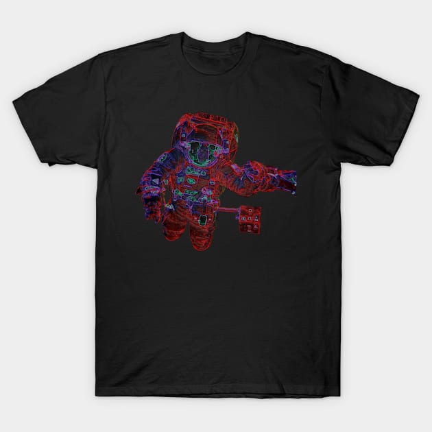 NASA Astronaut in Red, Blue, Purple and Green Colors T-Shirt by The Black Panther